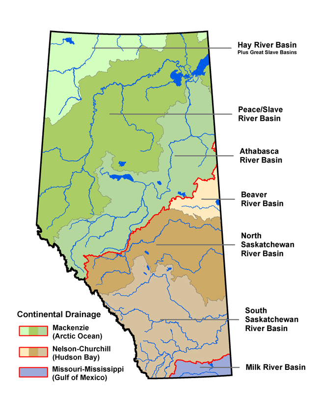 Continental Drainage Map of Alberta