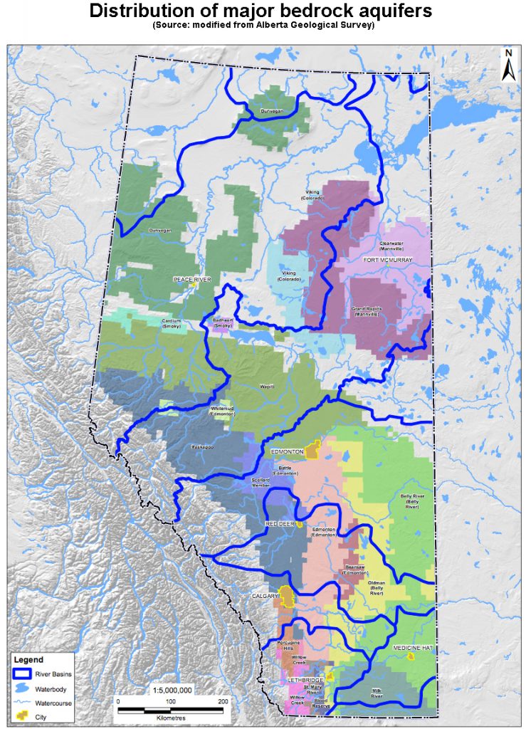 distribution of major bedrock aquifers