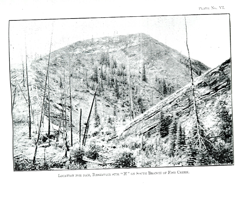 Figure 2: Reservoir Site H South Branch of Fish Creek (Department of Interior, 1897 pVI).