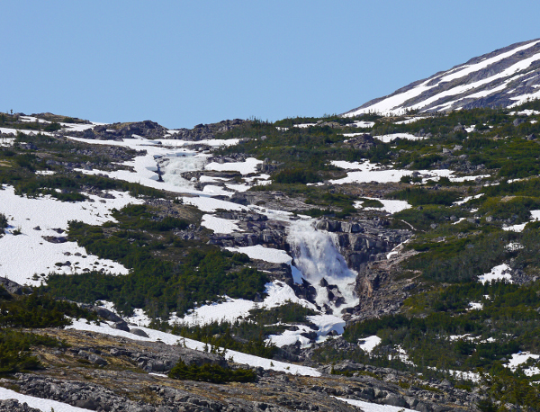 Figure 1. Snowmelt. When snowpack melts in the spring, some of the snowmelt enters streams, increasing the amount of water in the stream [2].