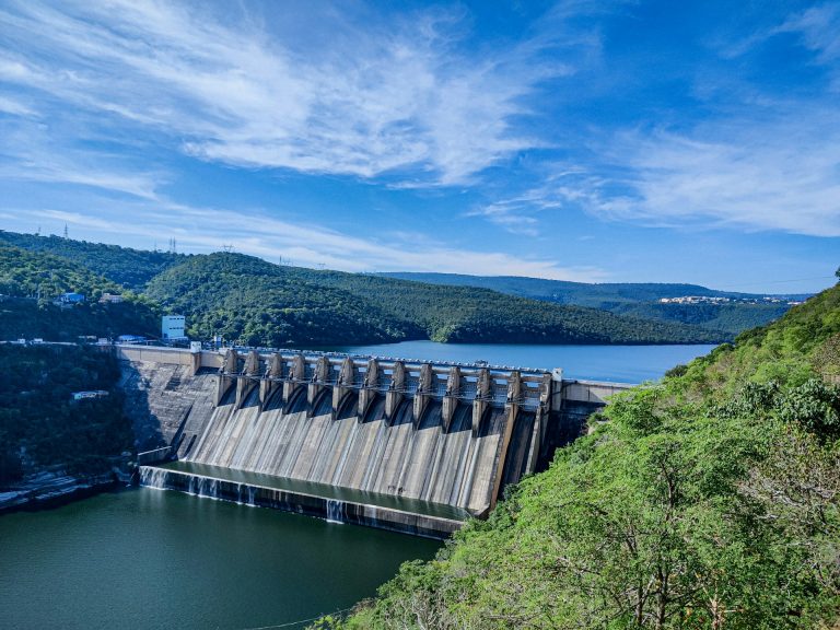 Photograph of a gravity dam and reservoir