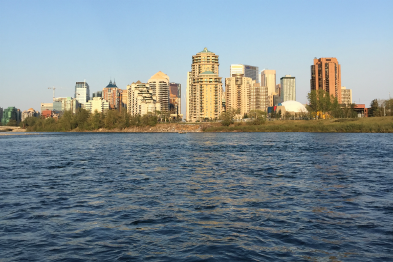 Photograph of downtown Calgary across the Bow River.