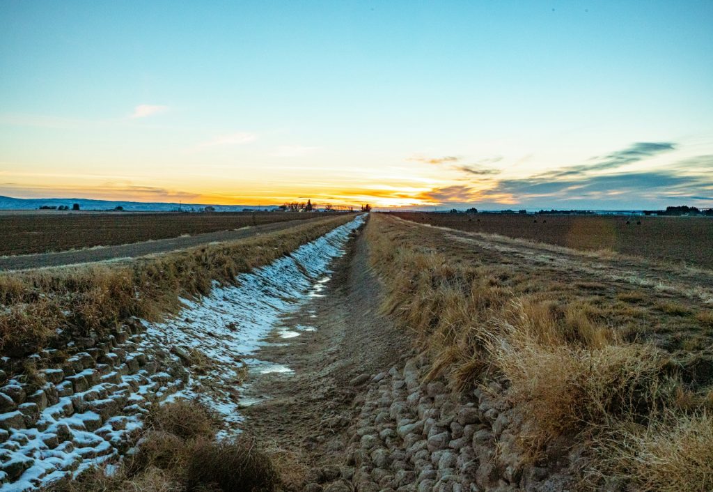 Photograph of an irrigation ditch between fields